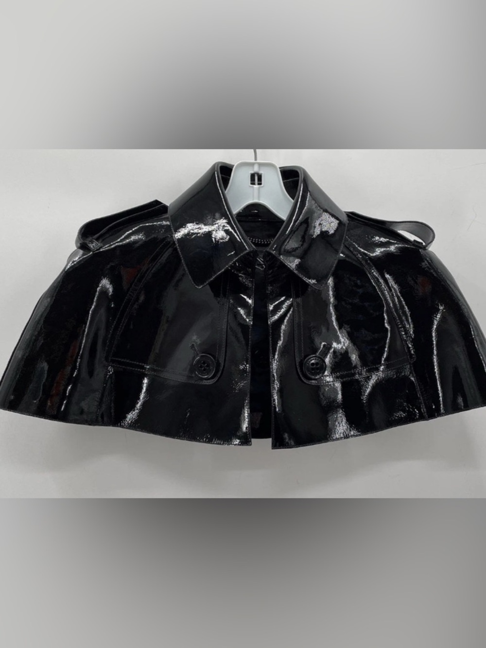 Archival Burberry Prorsum AW14 Black Patent Leather Cropped Cape – Size S